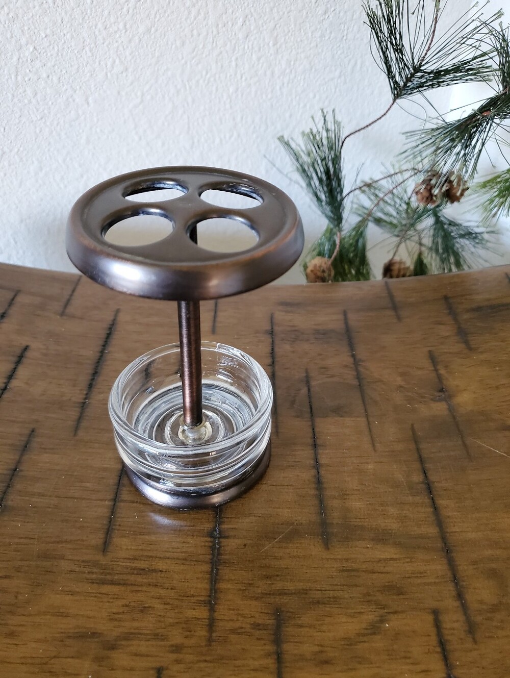 iDesign Bronze & Glass Toothbrush Holder Stand